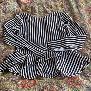 Striped peplum top blouse